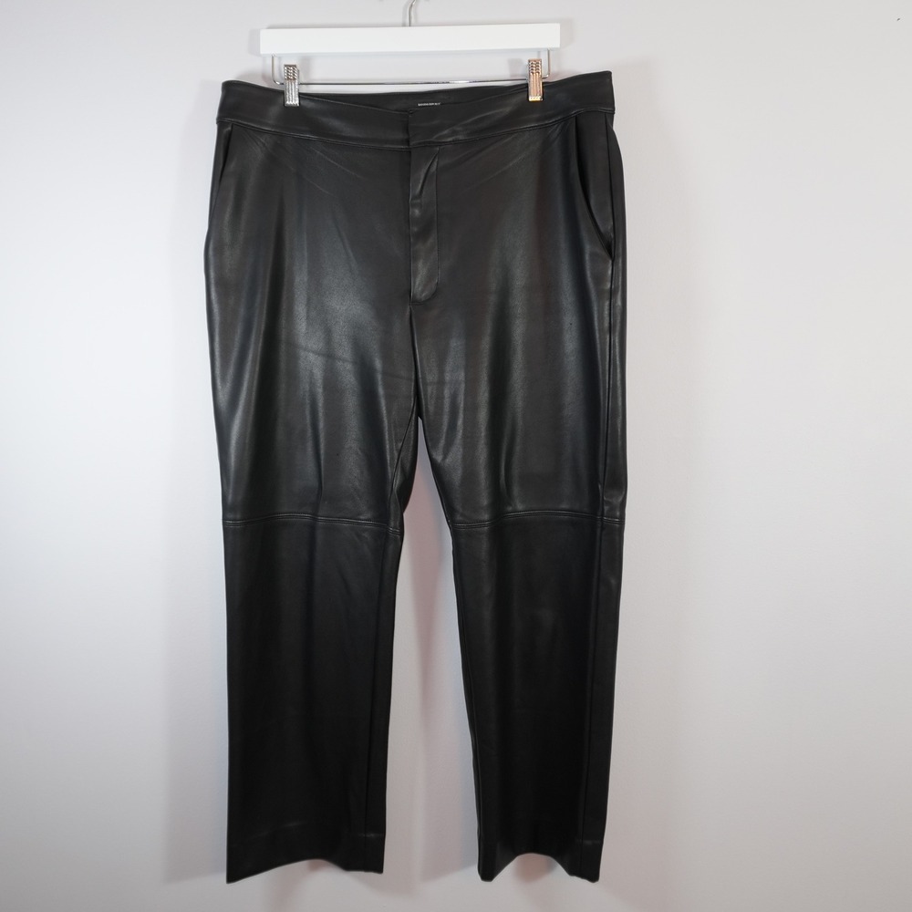 Banana Republic Faux Leather Pants Black Straight Leg High Rise Plus Size 16